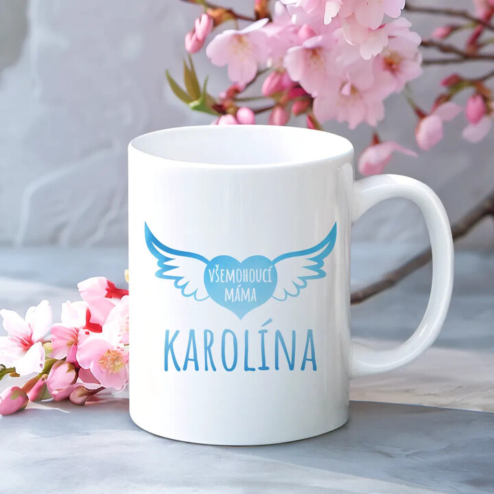 Jméno - všemohoucí máma - hrnek s potiskem - personalizovaný produkt