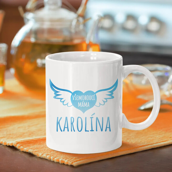 Jméno - všemohoucí máma - hrnek s potiskem - personalizovaný produkt
