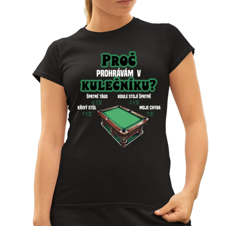 Proč prohrávám v kulečníku?  - dámské tričko s potiskem