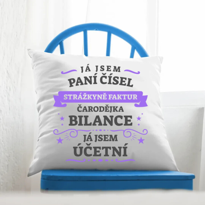 Já jsem paní čísel, strážkyně faktur - účetní         - polštář s potiskem