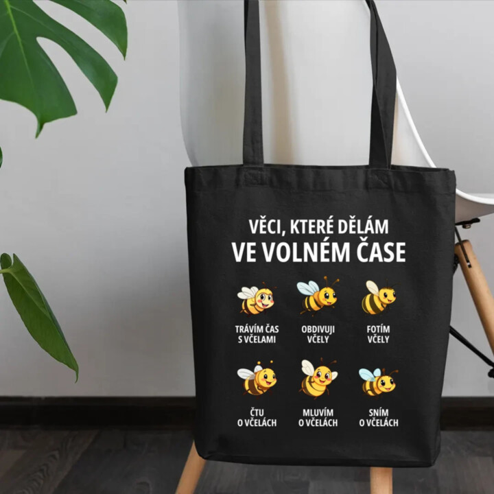 Věci, které dělám ve volném čase - trávím čas s včelami - taška s potiskem