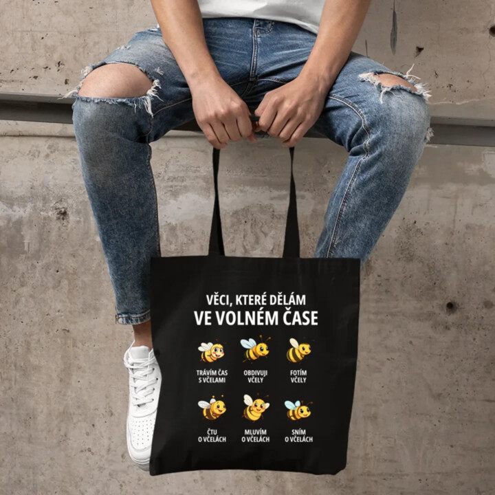 Věci, které dělám ve volném čase - trávím čas s včelami - taška s potiskem