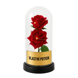 Věčná růže pod skleněným poklopem s gravírováním - produkt s vlastním potiskem