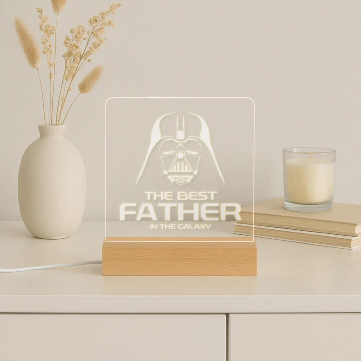 The best father in the galaxy - LED lampička s gravírováním