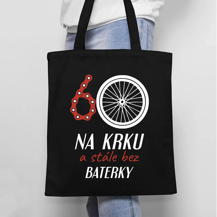 60 na krku a stále bez baterky - taška s potiskem