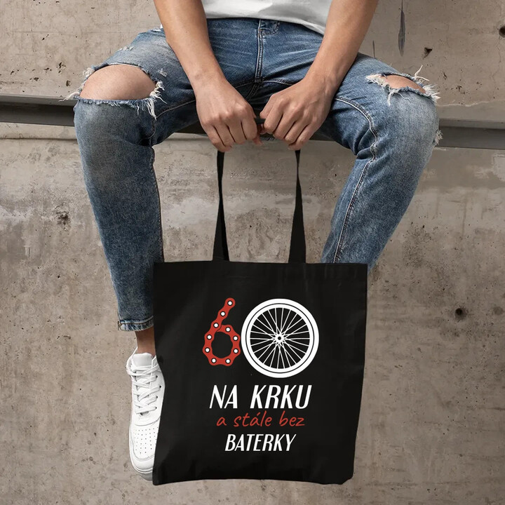 60 na krku a stále bez baterky - taška s potiskem