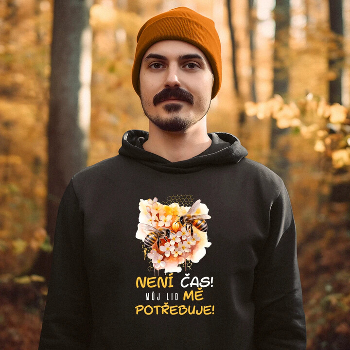 není čas!! můj lid mě potřebuje - pánská mikina s potiskem