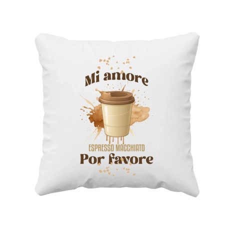Mi amore espresso macchiato por favore - polštář s potiskem