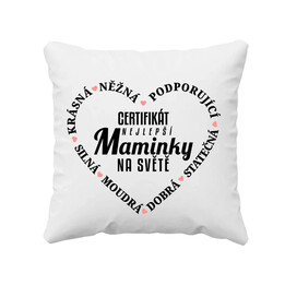 Certifikát nejlepší maminky na světě v2 - polštář s potiskem