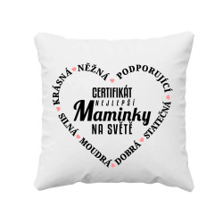 Certifikát nejlepší maminky na světě v2 - polštář s potiskem