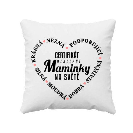 Certifikát nejlepší maminky na světě v2 - polštář s potiskem