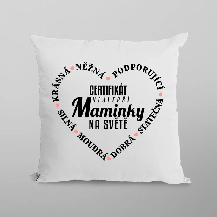 Certifikát nejlepší maminky na světě v2 - polštář s potiskem