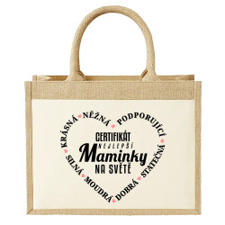 Certifikát nejlepší maminky na světě v2 - Jutová taška s potiskem