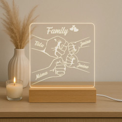 Family - dvě děti - LED lampička s gravírováním - personalizovaný produkt