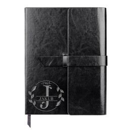 Monogram - listy - zápisník z eko kůže s gravírováním - personalizovaný produkt