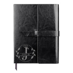 Monogram - listy - zápisník z eko kůže s gravírováním - personalizovaný produkt