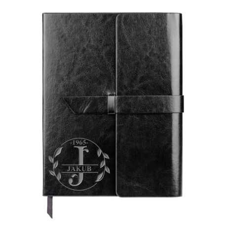 Monogram - listy - zápisník z eko kůže s gravírováním - personalizovaný produkt