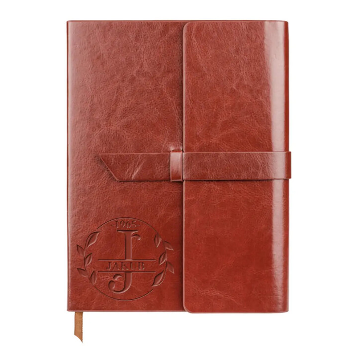 Monogram - listy - zápisník z eko kůže s gravírováním - personalizovaný produkt