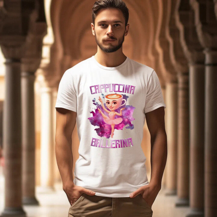 Ballerina Cappuccina - Italian Brainrot - pánské tričko s potiskem