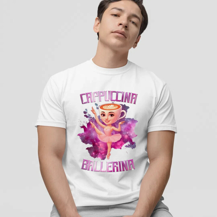 Ballerina Cappuccina - Italian Brainrot - pánské tričko s potiskem