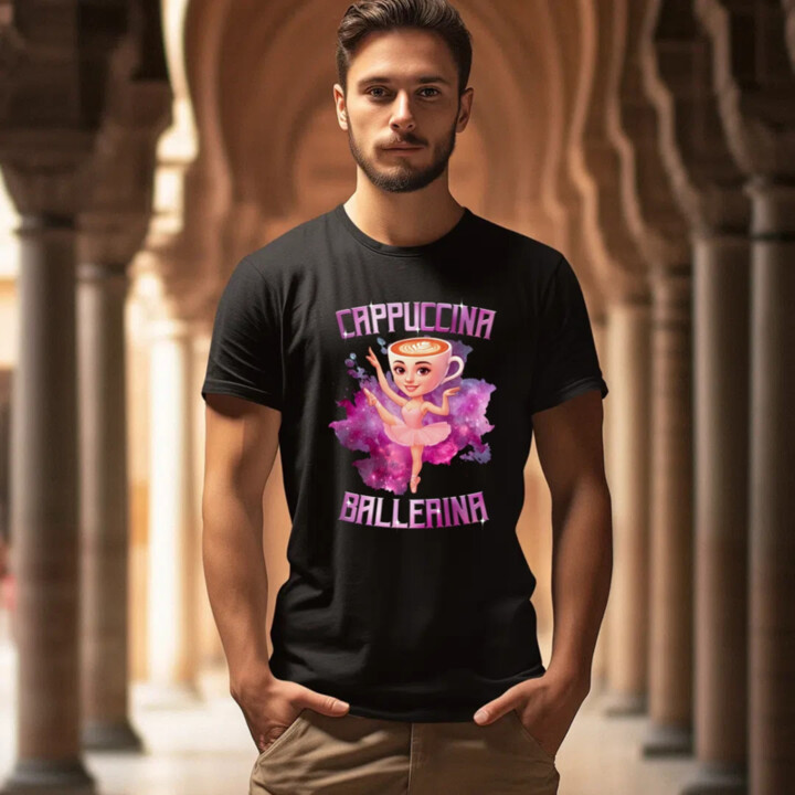 Ballerina Cappuccina - Italian Brainrot - pánské tričko s potiskem