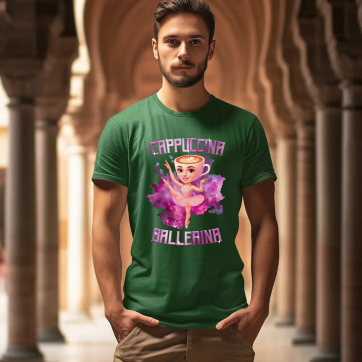 Ballerina Cappuccina - Italian Brainrot - pánské tričko s potiskem