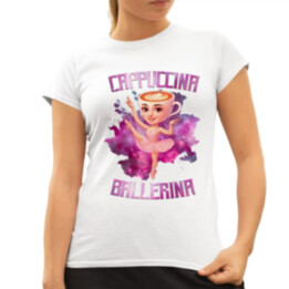 Ballerina Cappuccina - Italian Brainrot  - dámské tričko s potiskem