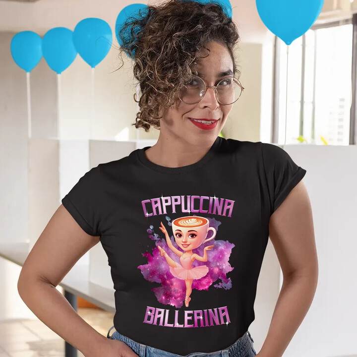Ballerina Cappuccina - Italian Brainrot  - dámské tričko s potiskem