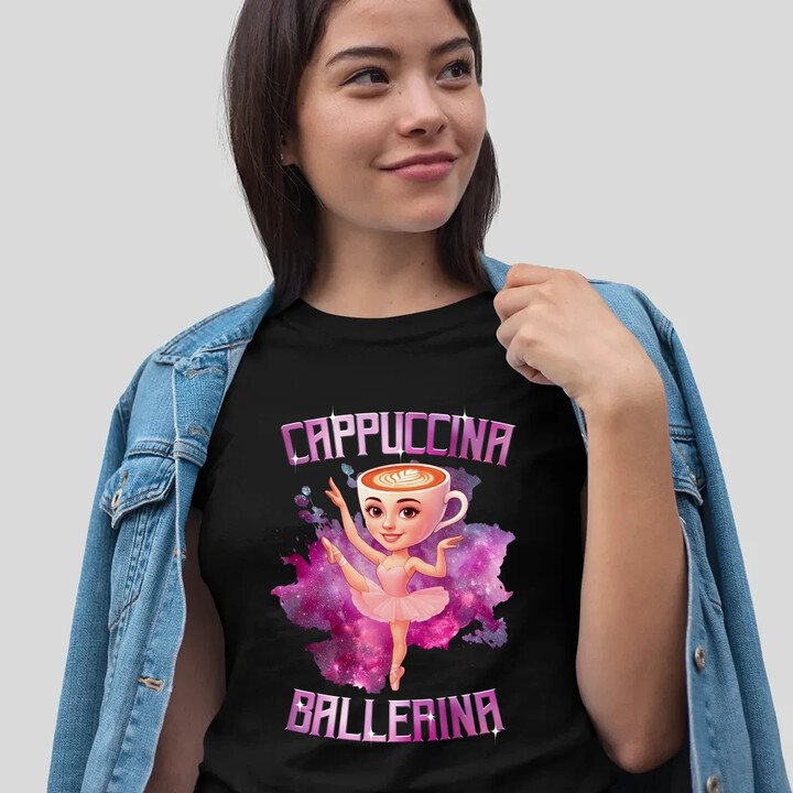 Ballerina Cappuccina - Italian Brainrot  - dámské tričko s potiskem