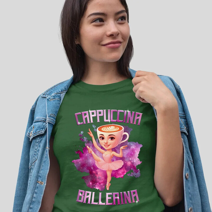 Ballerina Cappuccina - Italian Brainrot  - dámské tričko s potiskem
