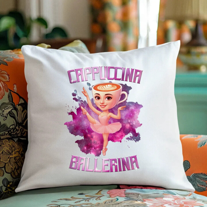 Ballerina Cappuccina - Italian Brainrot - polštář s potiskem