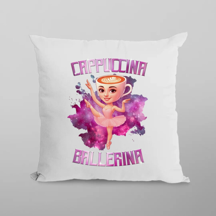 Ballerina Cappuccina - Italian Brainrot - polštář s potiskem