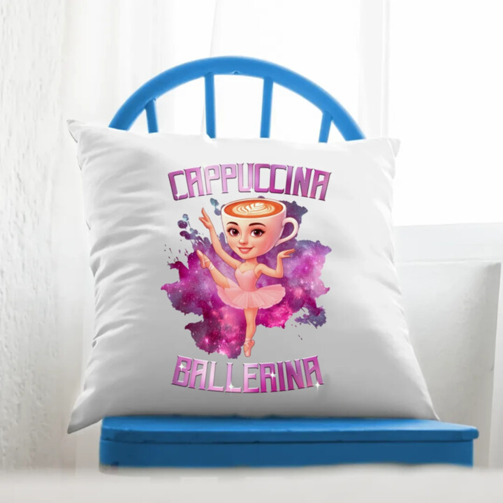Ballerina Cappuccina - Italian Brainrot - polštář s potiskem