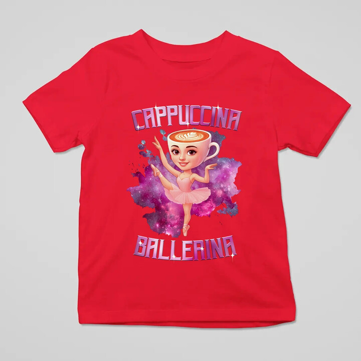 Ballerina Cappuccina - Italian Brainrot - dětské tričko s potiskem