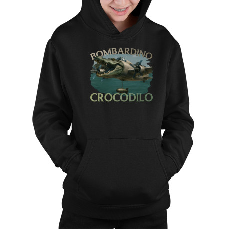 Bombardino Crocodilo - Italian Brainrot - dětská mikina s kapucí