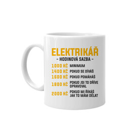 Elektrikář - hodinová sazba - hrnek