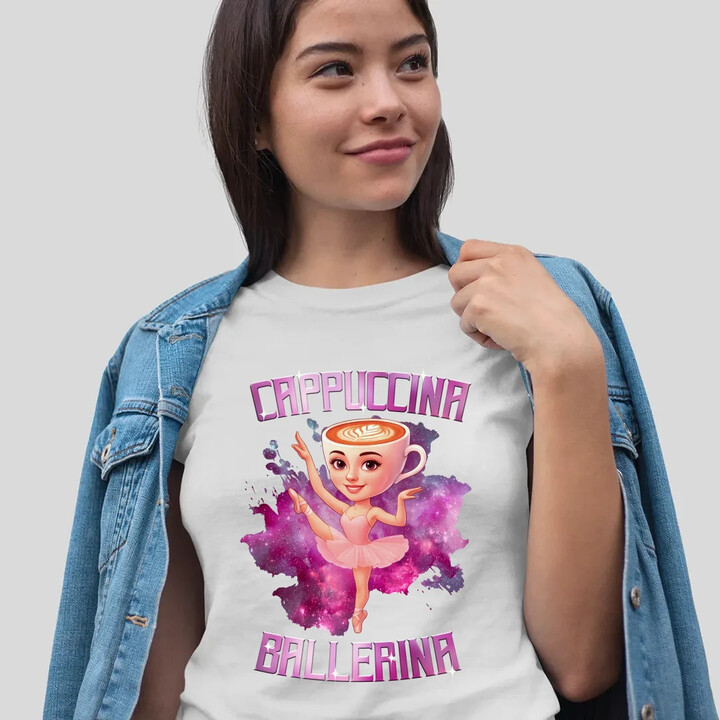 Ballerina Cappuccina - Italian Brainrot  - dámské tričko s potiskem