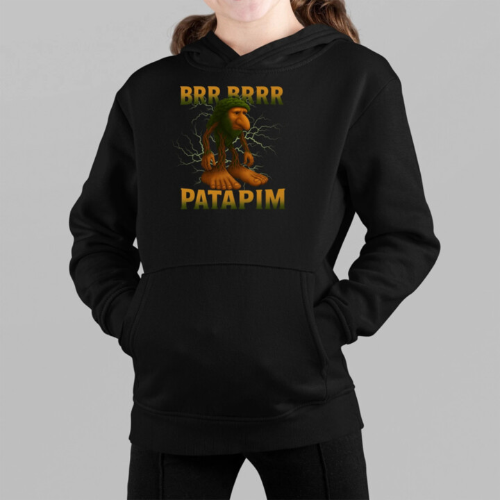 Brr brr patapim - Italian Brainrot - dětská mikina s kapucí