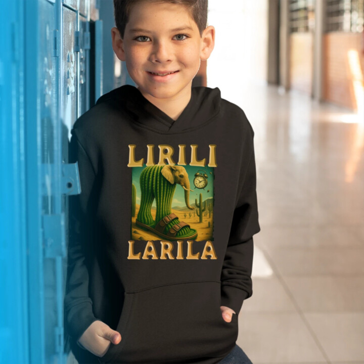 Lirili larila - Italian brainrot - dětská mikina s kapucí