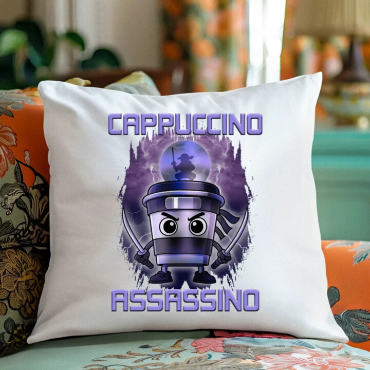 Cappuccino Assassino - Italian Brainrot - polštář s potiskem