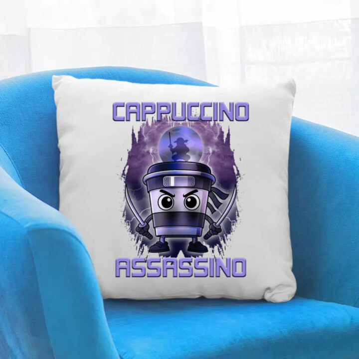 Cappuccino Assassino - Italian Brainrot - polštář s potiskem