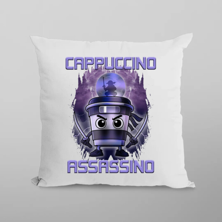 Cappuccino Assassino - Italian Brainrot - polštář s potiskem