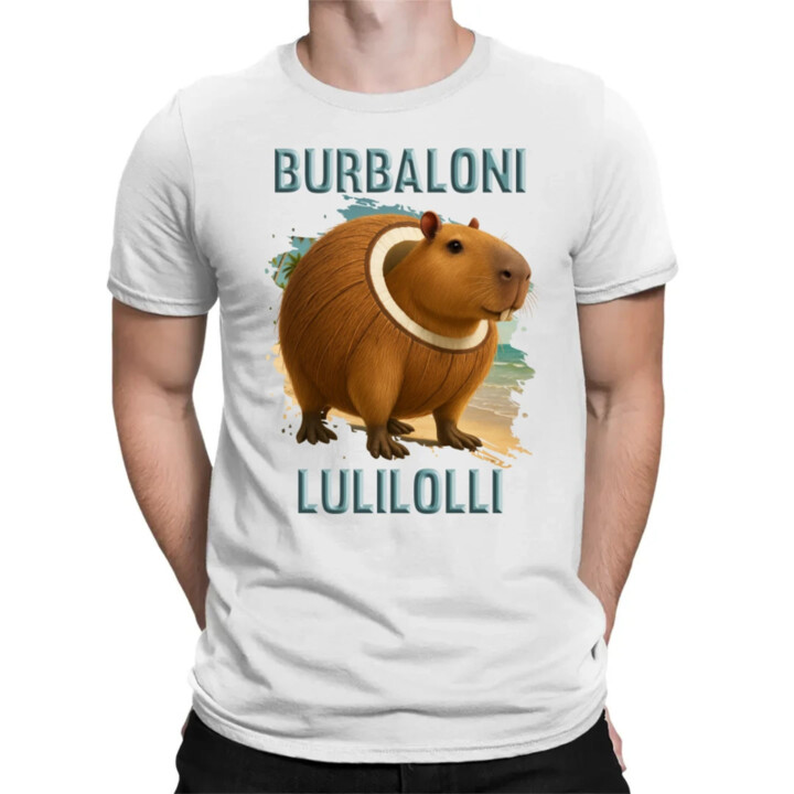 Burbaloni Lulilolli - Italian Brainrot - kapybara v kokosu - pánské tričko s potiskem