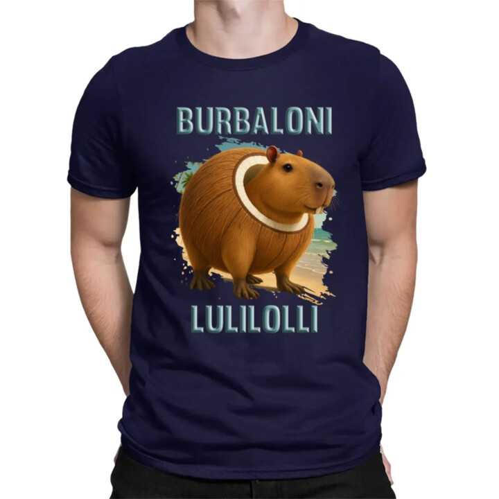 Burbaloni Lulilolli - Italian Brainrot - kapybara v kokosu - pánské tričko s potiskem