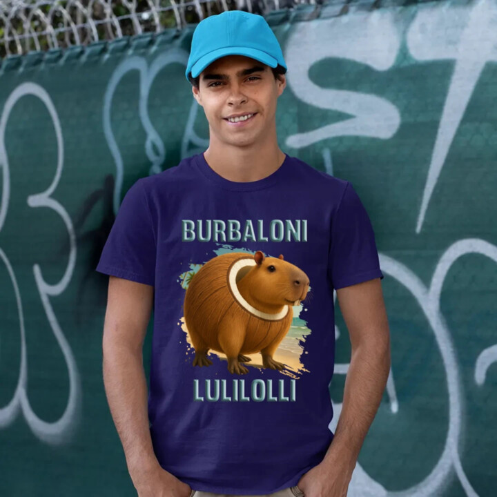 Burbaloni Lulilolli - Italian Brainrot - kapybara v kokosu - pánské tričko s potiskem
