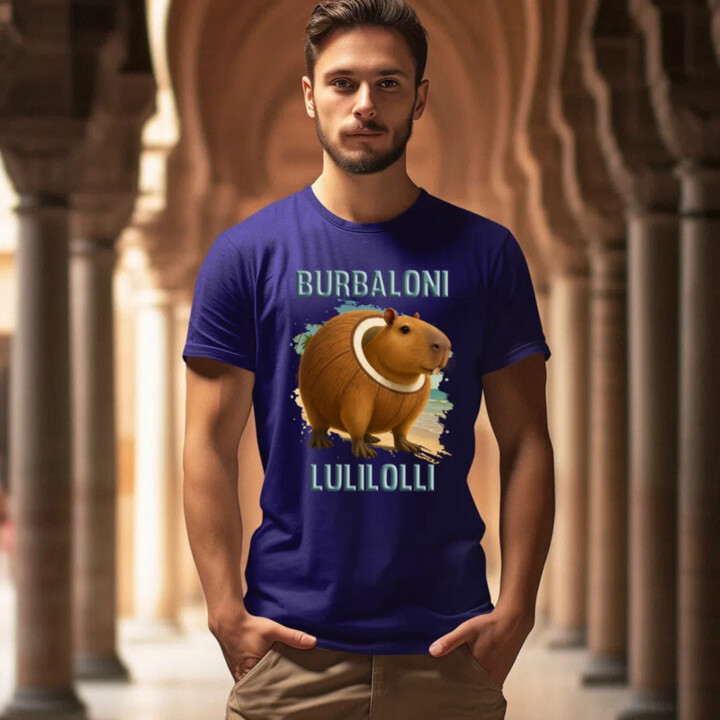 Burbaloni Lulilolli - Italian Brainrot - kapybara v kokosu - pánské tričko s potiskem