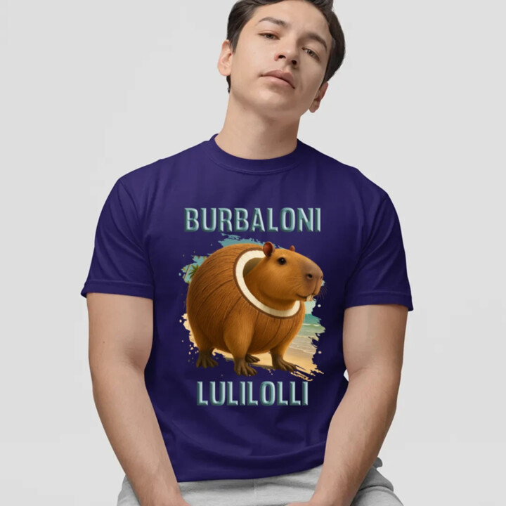 Burbaloni Lulilolli - Italian Brainrot - kapybara v kokosu - pánské tričko s potiskem
