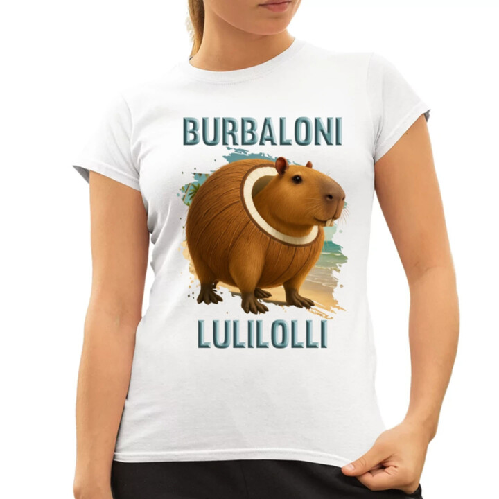 Burbaloni Lulilolli - Italian Brainrot - kapybara v kokosu - dámské tričko s potiskem