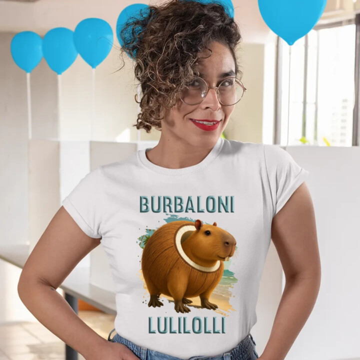 Burbaloni Lulilolli - Italian Brainrot - kapybara v kokosu - dámské tričko s potiskem