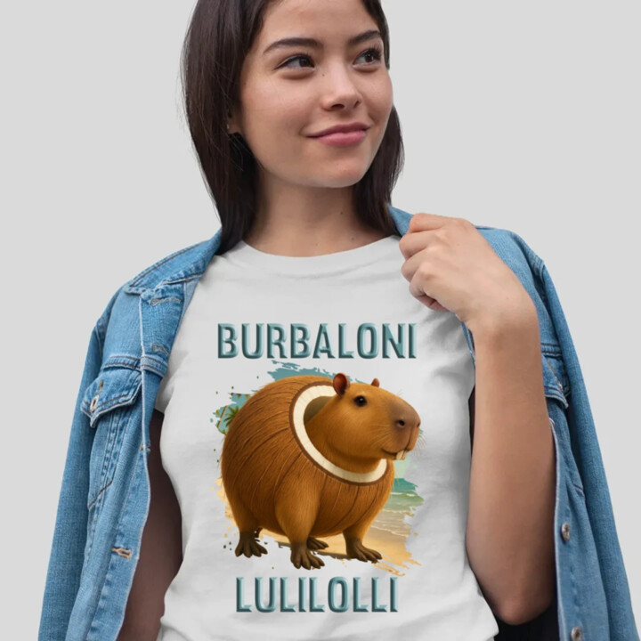 Burbaloni Lulilolli - Italian Brainrot - kapybara v kokosu - dámské tričko s potiskem